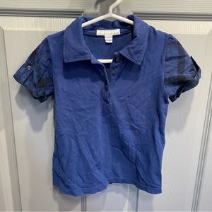 Burberry Girls Blue Check Polo - Size 5
